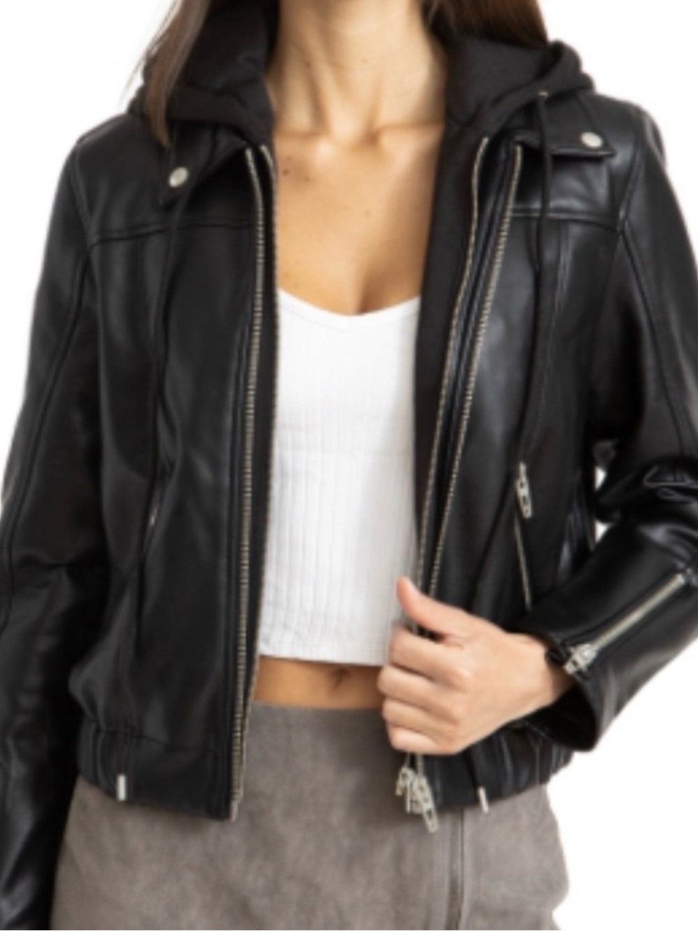 NWOT Blank NYC Women's Black Faux Leather Moto Jacket XS
